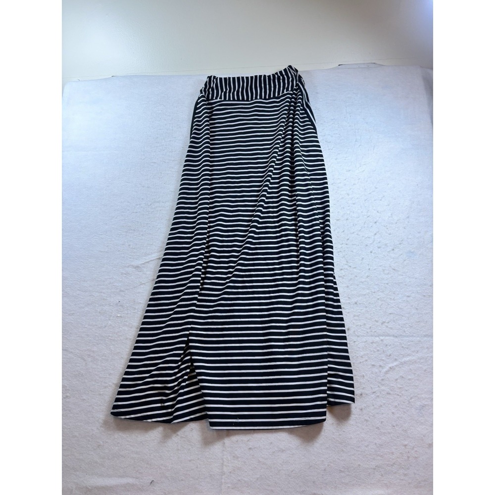 Robert Louis Women's Small Stretch Maxi Skirt Black/White Striped